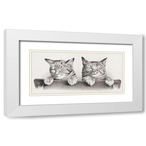 Cats White Modern Wood Framed Art Print with Double Matting by Hunter, Thomas