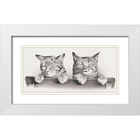 Cats White Modern Wood Framed Art Print with Double Matting by Hunter, Thomas
