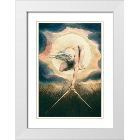 Ancient of Days Setting a Compass to the Earth White Modern Wood Framed Art Print with Double Matting by Blake, William