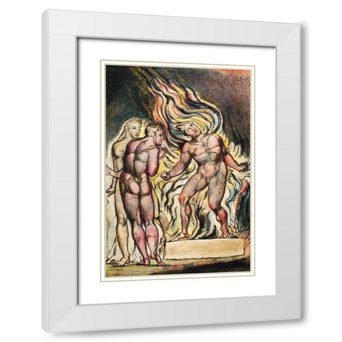 Los and Enitharmon knew that the Satan is Urizen from Milton White Modern Wood Framed Art Print with Double Matting by Blake, William