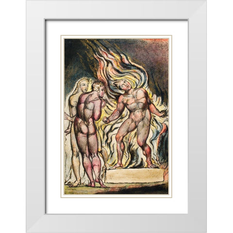 Los and Enitharmon knew that the Satan is Urizen from Milton White Modern Wood Framed Art Print with Double Matting by Blake, William