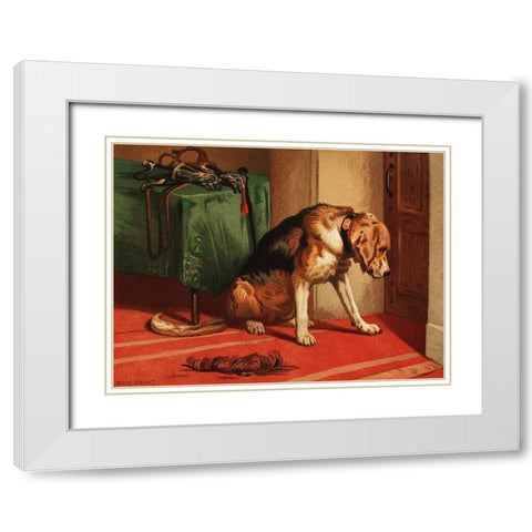 Suspense White Modern Wood Framed Art Print with Double Matting by Landseer, Sir Edwin