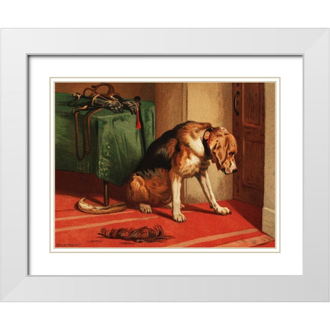 Suspense White Modern Wood Framed Art Print with Double Matting by Landseer, Sir Edwin