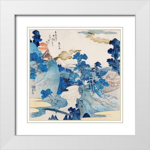 Fuji no Yukei White Modern Wood Framed Art Print with Double Matting by Kuniyoshi, Utagawa