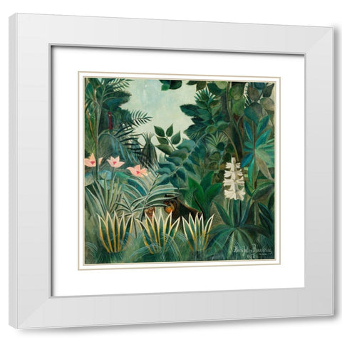 The Equatorial Jungle 1909 White Modern Wood Framed Art Print with Double Matting by Rousseau, Henri