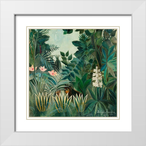 The Equatorial Jungle 1909 White Modern Wood Framed Art Print with Double Matting by Rousseau, Henri