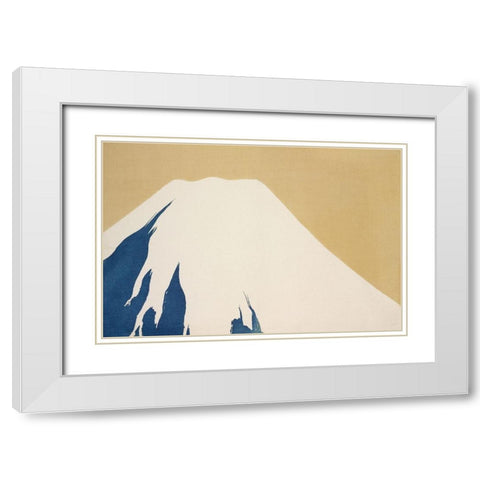 Mount Fuji from Momoyogusa White Modern Wood Framed Art Print with Double Matting by Sekka, Kamisaka