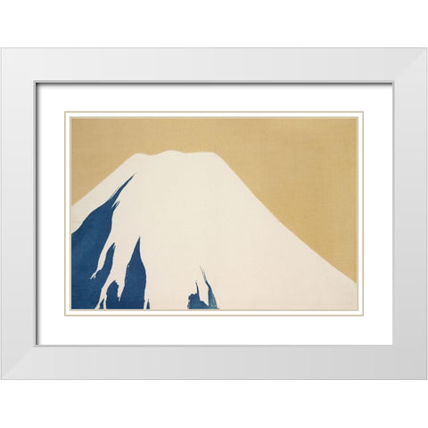 Mount Fuji from Momoyogusa White Modern Wood Framed Art Print with Double Matting by Sekka, Kamisaka