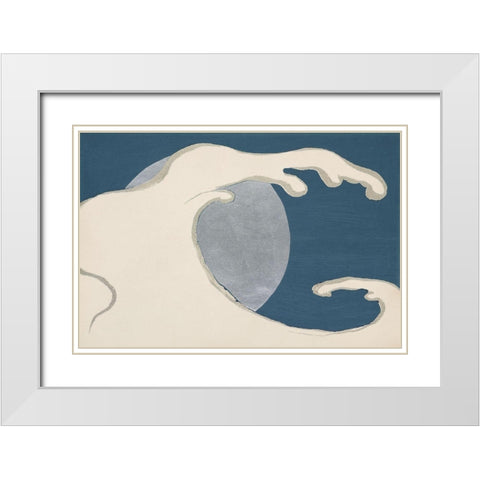 Waves and sun from Momoyogusa White Modern Wood Framed Art Print with Double Matting by Sekka, Kamisaka