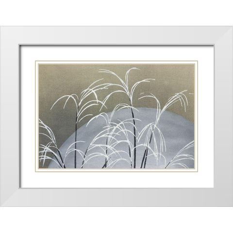 Frost from Momoyogusa White Modern Wood Framed Art Print with Double Matting by Sekka, Kamisaka