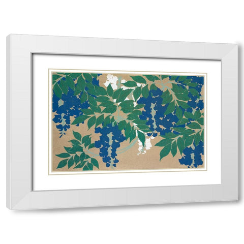 Wisteria from Momoyogusa White Modern Wood Framed Art Print with Double Matting by Sekka, Kamisaka