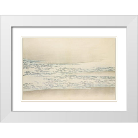 Ocean waves from Momoyogusa White Modern Wood Framed Art Print with Double Matting by Sekka, Kamisaka