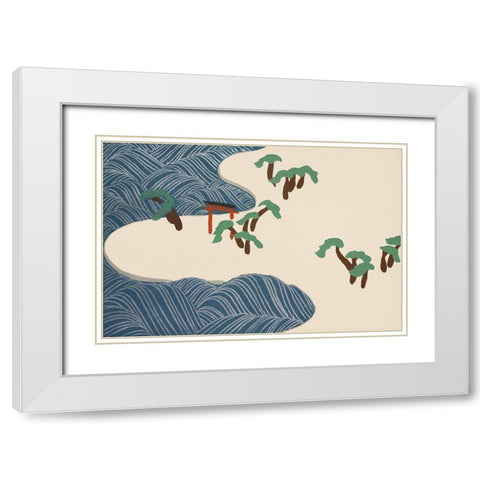 Ocean waves from Momoyogusa White Modern Wood Framed Art Print with Double Matting by Sekka, Kamisaka