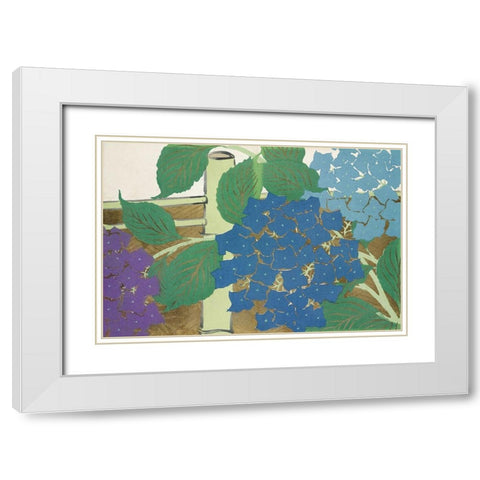 Hydrangea from Momoyogusa White Modern Wood Framed Art Print with Double Matting by Sekka, Kamisaka