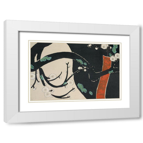 Tree from Momoyogusa White Modern Wood Framed Art Print with Double Matting by Sekka, Kamisaka