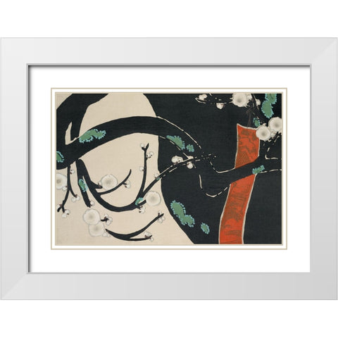 Tree from Momoyogusa White Modern Wood Framed Art Print with Double Matting by Sekka, Kamisaka