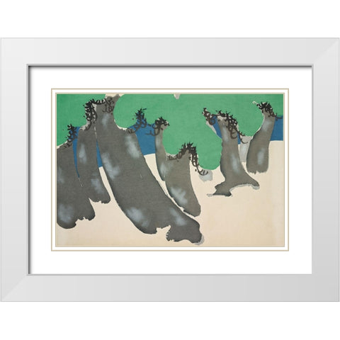 Trees from Momoyogusa White Modern Wood Framed Art Print with Double Matting by Sekka, Kamisaka