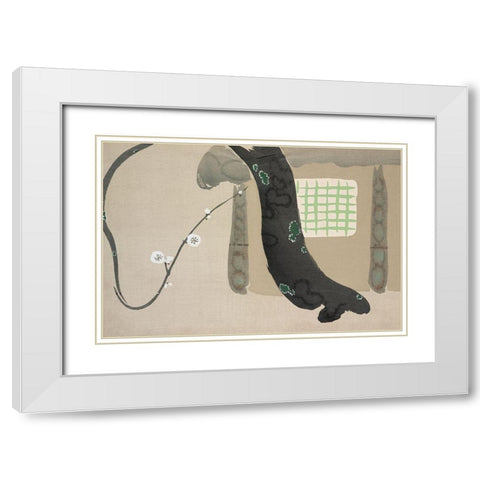 House from Momoyogusa White Modern Wood Framed Art Print with Double Matting by Sekka, Kamisaka