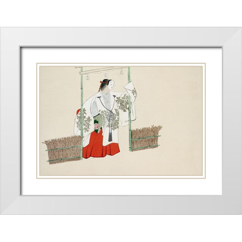 Masked man from Momoyogusa White Modern Wood Framed Art Print with Double Matting by Sekka, Kamisaka