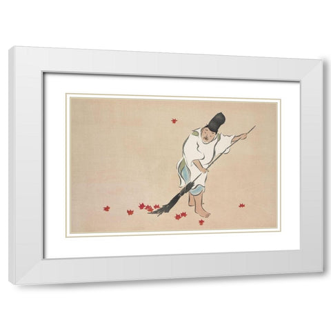 Raking from Momoyogusa White Modern Wood Framed Art Print with Double Matting by Sekka, Kamisaka