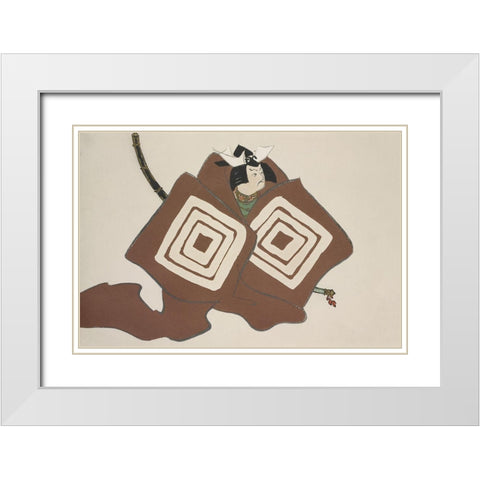 Samurai from Momoyogusa White Modern Wood Framed Art Print with Double Matting by Sekka, Kamisaka