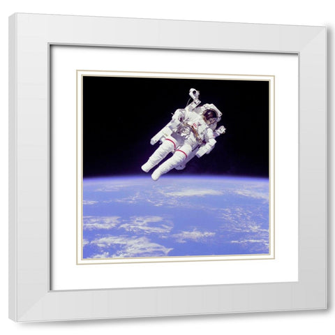 Backpacking White Modern Wood Framed Art Print with Double Matting by NASA