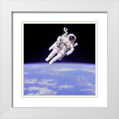 Backpacking White Modern Wood Framed Art Print with Double Matting by NASA