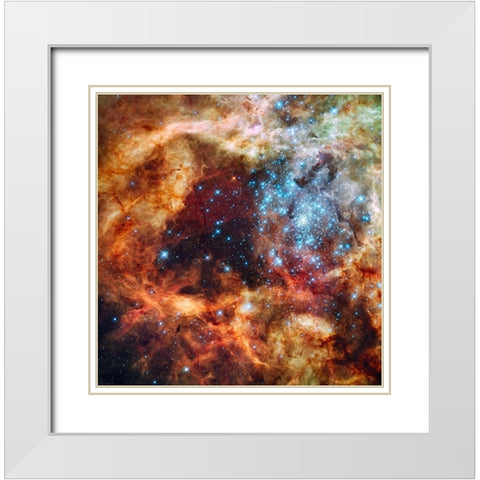 Hubbles view of a grand star forming region White Modern Wood Framed Art Print with Double Matting by NASA