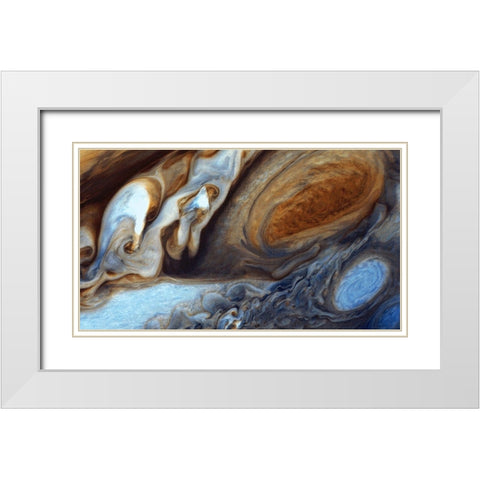 Jupiters Great Red Spot White Modern Wood Framed Art Print with Double Matting by NASA