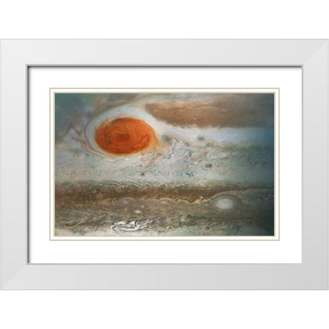 Jupiters Great Red Spot as Viewed by Voyager 1 White Modern Wood Framed Art Print with Double Matting by NASA