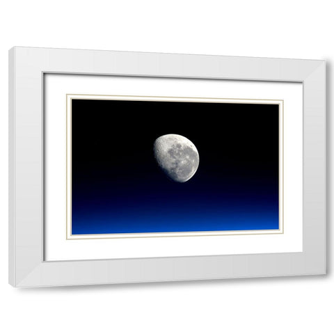 Moonset Viewed From the International Space Station White Modern Wood Framed Art Print with Double Matting by NASA