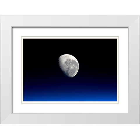 Moonset Viewed From the International Space Station White Modern Wood Framed Art Print with Double Matting by NASA