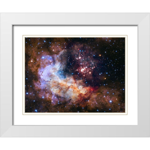 NASA Unveils Celestial Fireworks as Official Hubble 25th Anniversary Image White Modern Wood Framed Art Print with Double Matting by NASA