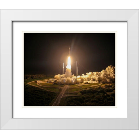 Off to space White Modern Wood Framed Art Print with Double Matting by NASA