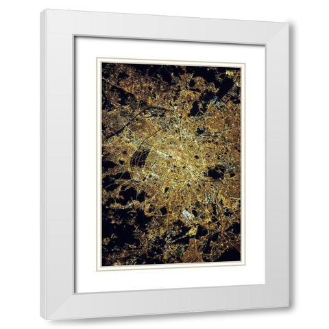 Paris at Night White Modern Wood Framed Art Print with Double Matting by NASA