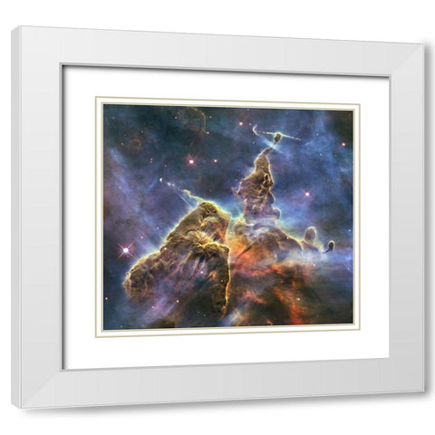 Mystic Mountain White Modern Wood Framed Art Print with Double Matting by NASA