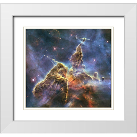 Mystic Mountain White Modern Wood Framed Art Print with Double Matting by NASA