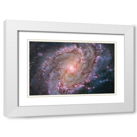 Spiral Galaxy M83, Hubble Space Telescope White Modern Wood Framed Art Print with Double Matting by NASA