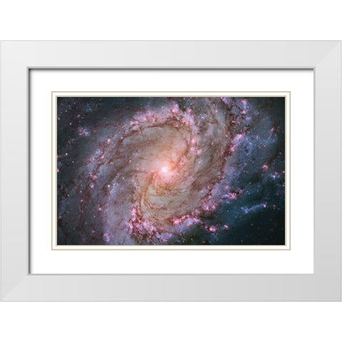 Spiral Galaxy M83, Hubble Space Telescope White Modern Wood Framed Art Print with Double Matting by NASA