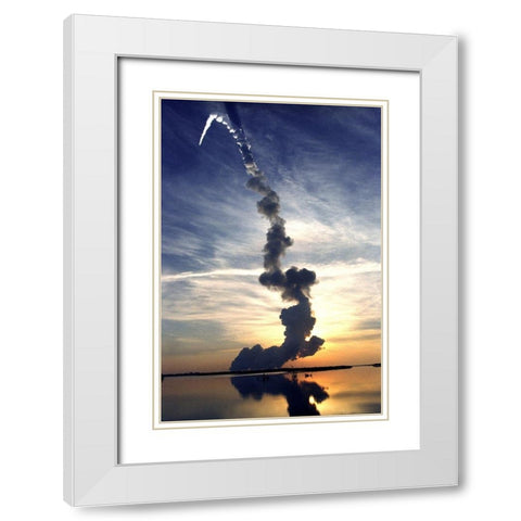 Discovery Launch 1999 White Modern Wood Framed Art Print with Double Matting by NASA