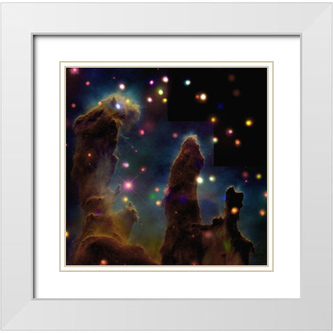 The Eagle Nebula, Pillars of Creation White Modern Wood Framed Art Print with Double Matting by NASA