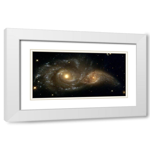 Two Spiral Galaxies White Modern Wood Framed Art Print with Double Matting by NASA