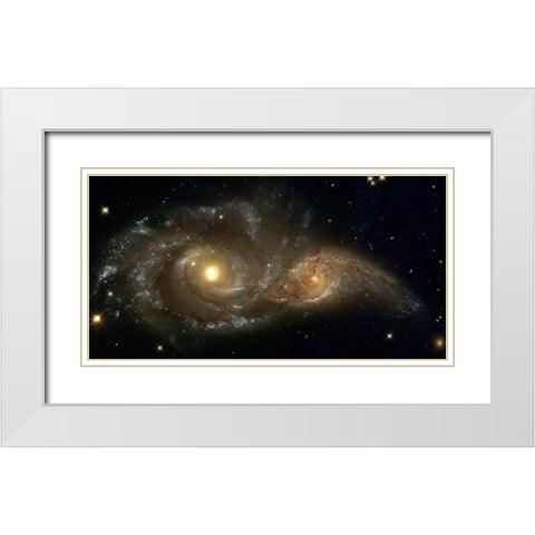 Two Spiral Galaxies White Modern Wood Framed Art Print with Double Matting by NASA