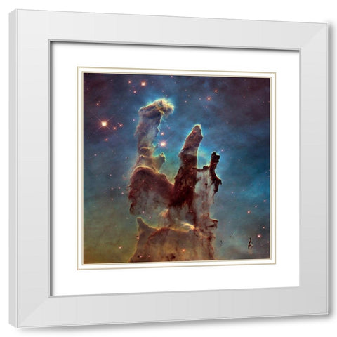Pillars of Creation White Modern Wood Framed Art Print with Double Matting by NASA