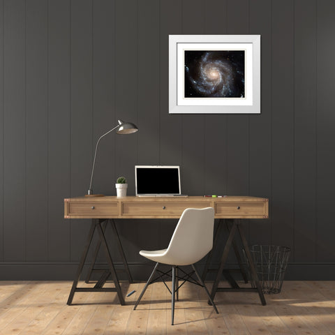 Pinwheel Galaxy White Modern Wood Framed Art Print with Double Matting by NASA