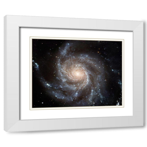 Pinwheel Galaxy White Modern Wood Framed Art Print with Double Matting by NASA