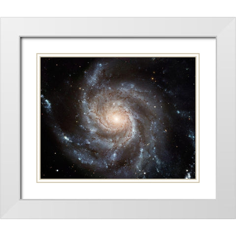 Pinwheel Galaxy White Modern Wood Framed Art Print with Double Matting by NASA