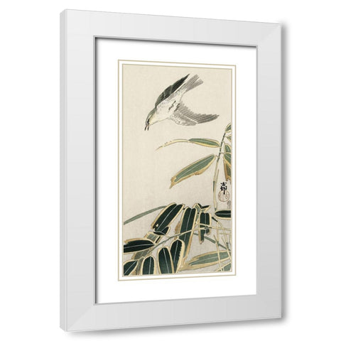 Wheatear in bambooÂ  White Modern Wood Framed Art Print with Double Matting by Koson, Ohara