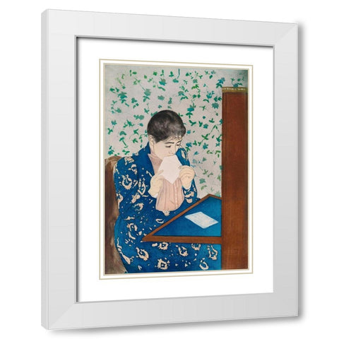The Letter White Modern Wood Framed Art Print with Double Matting by Cassatt, Mary