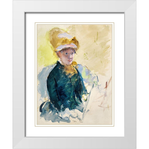 Mary Cassatt Self-Portrait White Modern Wood Framed Art Print with Double Matting by Cassatt, Mary